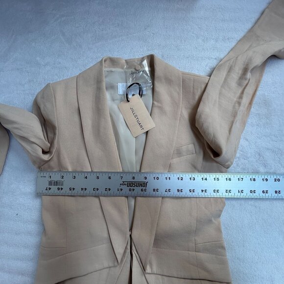 Jill Stuart Womens Beige Linen Blazer Jacket Size 8 Made In Italy - Picture 9 of 12